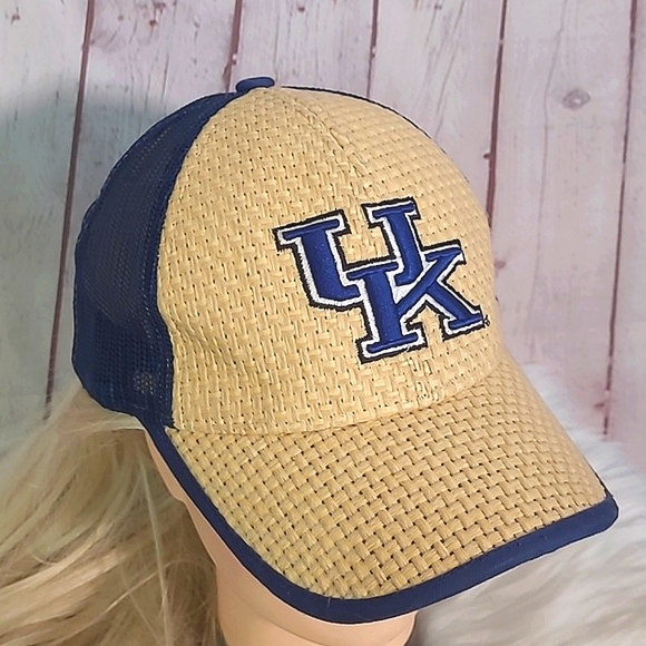Y2K Twill Straw UK University of Kentucky Wildcats Mesh Trucker Snapback Hat - Picture 2 of 16